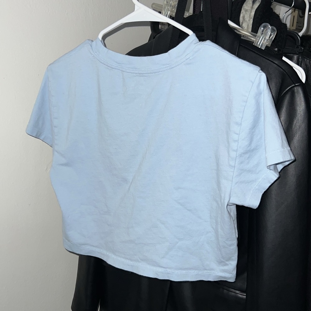 Women’s Light Blue Cropped Baby Tee - Picture 2 of 3
